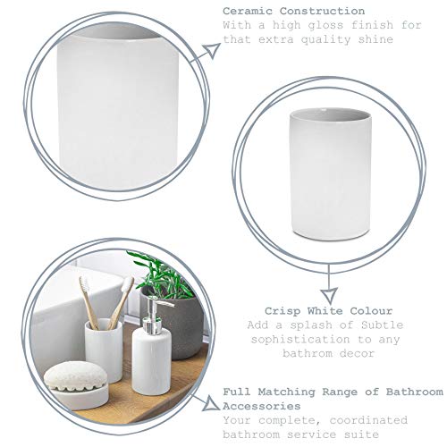 Harbour Housewares Vaso para cepillos de Dientes - Cerámica esmaltada - Azul Marino y Blanco