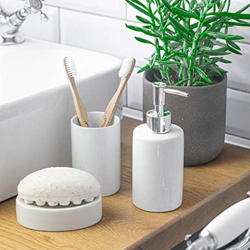 Harbour Housewares Vaso para cepillos de Dientes - Cerámica esmaltada - Blanco