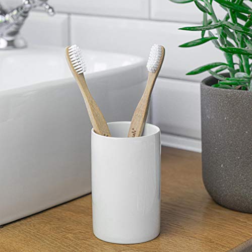 Harbour Housewares Vaso para cepillos de Dientes - Cerámica esmaltada - Blanco