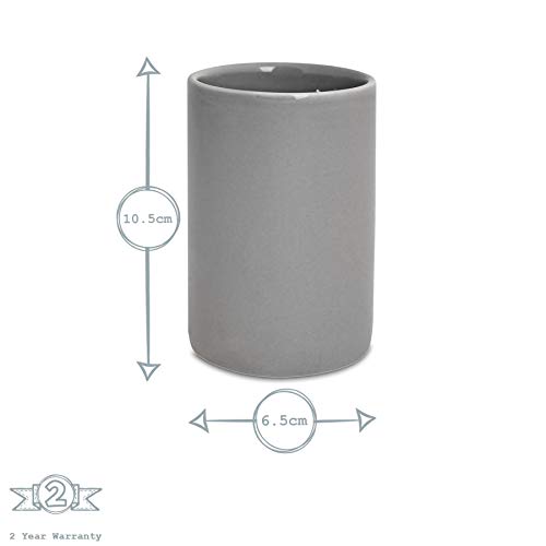 Harbour Housewares Vaso para cepillos de Dientes - Cerámica esmaltada - Gris