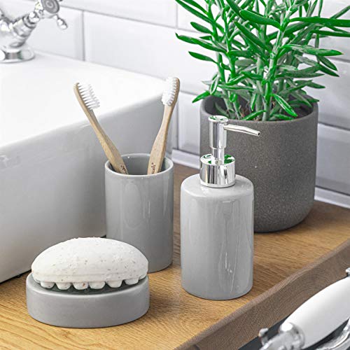 Harbour Housewares Vaso para cepillos de Dientes - Cerámica esmaltada - Gris