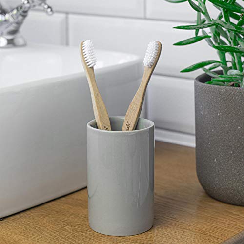 Harbour Housewares Vaso para cepillos de Dientes - Cerámica esmaltada - Gris