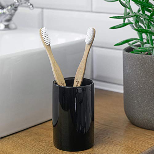 Harbour Housewares Vaso para cepillos de Dientes - Cerámica esmaltada - Negro