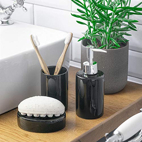 Harbour Housewares Vaso para cepillos de Dientes - Cerámica esmaltada - Negro