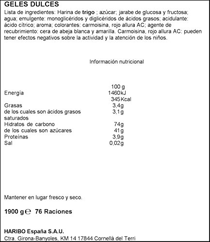 Haribo Mega Torcida Roja Geles Dulces - 1800 gr