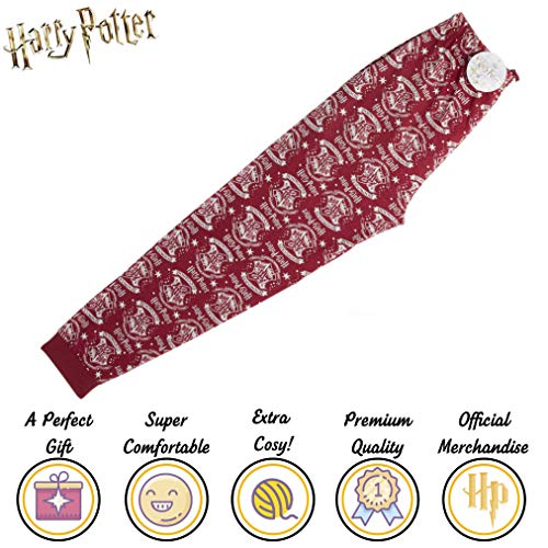 HARRY POTTER Pantalones de Pijama para Mujer Hombre, Hogwarts Pijamas Invierno Mujer 100% Algodón Ropa de Dormir, Pantalón Largo Cómodo, Regalos Niños Niñas Mujeres Hombres (M)