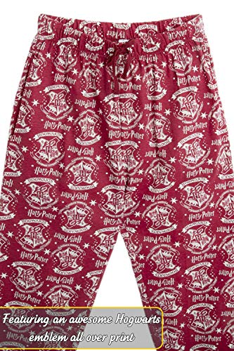 HARRY POTTER Pantalones de Pijama para Mujer Hombre, Hogwarts Pijamas Invierno Mujer 100% Algodón Ropa de Dormir, Pantalón Largo Cómodo, Regalos Niños Niñas Mujeres Hombres (M)