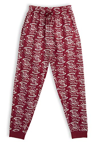 HARRY POTTER Pantalones de Pijama para Mujer Hombre, Hogwarts Pijamas Invierno Mujer 100% Algodón Ropa de Dormir, Pantalón Largo Cómodo, Regalos Niños Niñas Mujeres Hombres (M)