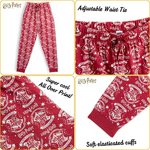 HARRY POTTER Pantalones de Pijama para Mujer Hombre, Hogwarts Pijamas Invierno Mujer 100% Algodón Ropa de Dormir, Pantalón Largo Cómodo, Regalos Niños Niñas Mujeres Hombres (M)