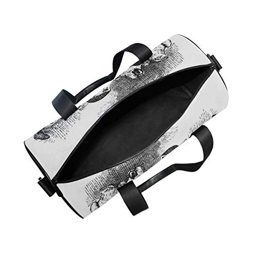 HARXISE Alicia en el país de Las Maravillas con Dodo Animal Adventures Big Bird Sketch Children Theme，Bolsa de Equipaje de Viaje Deporte Lienzo Ligero Equipaje de Fitness Bolso de Tambor Desmontable