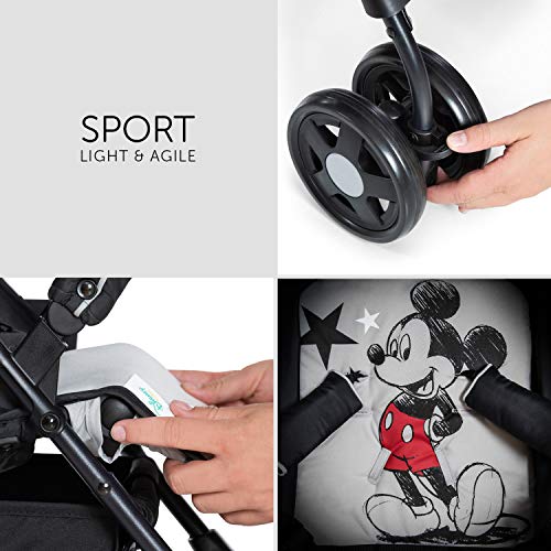Hauck Sport Silla de paseo ultra ligera de 5,9kg, sistema de arnés de 5 puntos, respaldo reclinable, plegable, para bebes de 6 meses a 15kg, negro