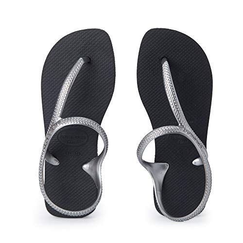 Havaianas Flash Urban, Sandalias para Mujer, Multicolor (Black/Silver), 37/38 EU