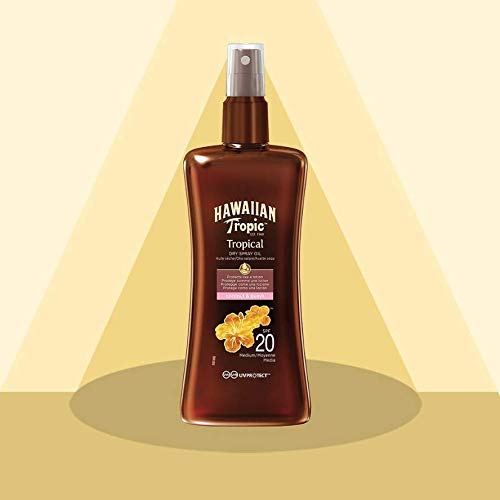 Hawaiian Tropic - Spray Aceite Protector Solar SPF 20, Fragancia de Coco y Guayaba, Pack de 3, 200 ml