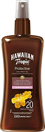 Hawaiian Tropic - Spray Aceite Protector Solar SPF 20, Fragancia de Coco y Guayaba, Pack de 3, 200 ml