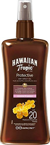 Hawaiian Tropic - Spray Aceite Protector Solar SPF 20, Fragancia de Coco y Guayaba, Pack de 3, 200 ml