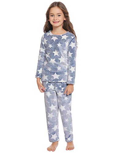 Hawiton Pijamas Dos Piezas niño niña,Conjunto de Pijama Albornoz con diseño de Estrella Ropa de Dormir Baño Otoño Invierno