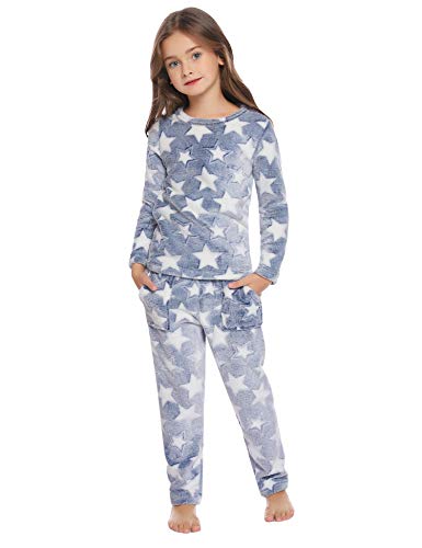 Hawiton Pijamas Dos Piezas niño niña,Conjunto de Pijama Albornoz con diseño de Estrella Ropa de Dormir Baño Otoño Invierno