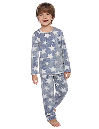 Hawiton Pijamas Dos Piezas niño niña,Conjunto de Pijama Albornoz con diseño de Estrella Ropa de Dormir Baño Otoño Invierno