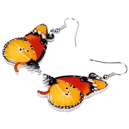 HBHBS Pendientes de acrílico únicos de Mariposa de Organge Pendientes Grandes cuelgan Joyas de Verano para Mujeres niñas Damas Adolescentes