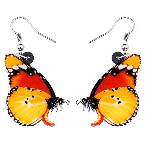 HBHBS Pendientes de acrílico únicos de Mariposa de Organge Pendientes Grandes cuelgan Joyas de Verano para Mujeres niñas Damas Adolescentes