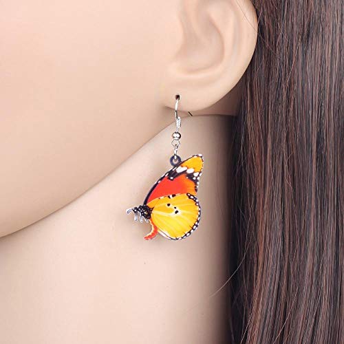 HBHBS Pendientes de acrílico únicos de Mariposa de Organge Pendientes Grandes cuelgan Joyas de Verano para Mujeres niñas Damas Adolescentes