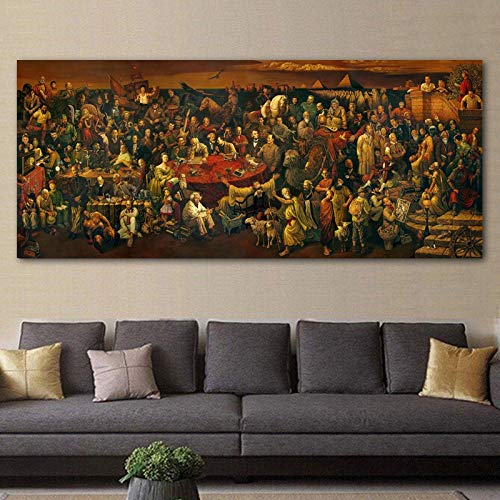 HCHD Pintura Famosa Ilustraciones de la Lona Discutiendo la Divina Comedia con Dante Wall Art imágenes Imprimir Carteles for la Sala de Estar (Size : 70x165cm)