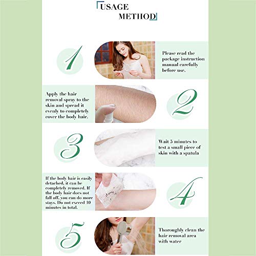 HCY Spray de depilación semipermanente, depilación sin Dolor Suave para piernas, Axilas, Labios, Mujeres y Hombres para Rostro o Todo el Cuerpo (Verde)
