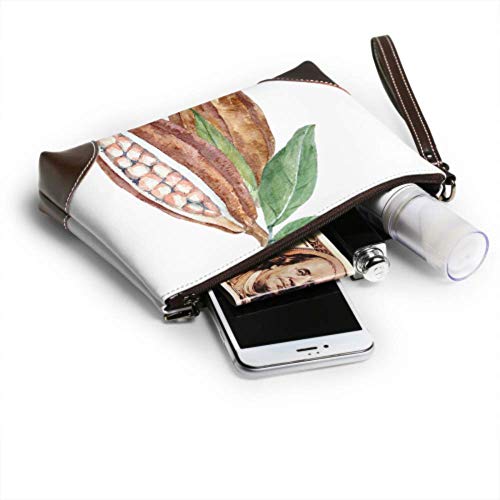Hdadwy Conjunto de bolso de mano, cartera de mano de cuero de frutas de cacao marrón, cartera para mujer, cartera para teléfono inteligente