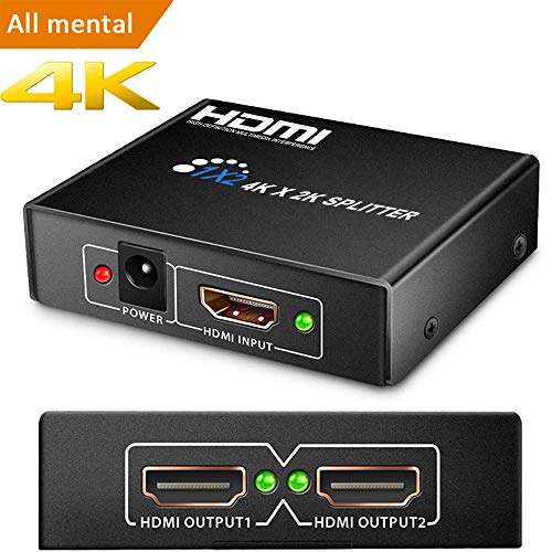HDMI Splitter 4K Neefeaer 1x2 HDMI Duplicator, Aluminio Splitter 1 Entrada y 2 Salidas HDMI Distribuidor Soporta 4K, 3D, UHD, 1080P, HDCP para Xbox, PS4, PS3, BLU-Ray Player, HDTV, DVD, DVR, Apple TV