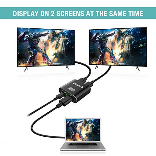 HDMI Splitter 4K Techole Duplicador HDMI 1x2, Aluminio Splitter HDMI 1 Entrada y 2 Salidas Soporta 4K, 3D, UHD, 1080P, HDCP para Xbox, PS4, PS3, BLU-Ray Player, HDTV, DVD, DVR and Apple TV