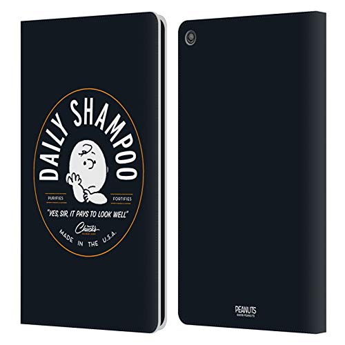 Head Case Designs Oficial Peanuts Champú Charlie Brown Barbería de Chuck Carcasa de Cuero Tipo Libro Compatible con Amazon Fire HD 10 (2017)