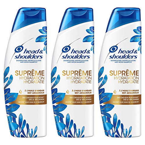 Head & Shoulders, Shampoing Antipelliculaire, Suprême Hydratation, pour Cheveux Secs, à L’Huile D’Argan, lot de 3x250 ml