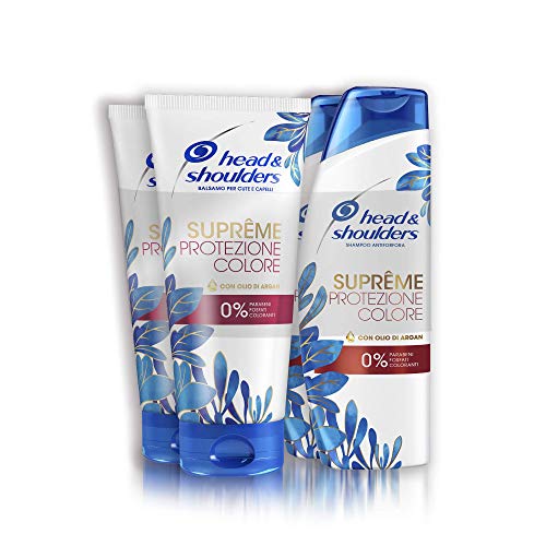Head & Shoulders Suprême - Champú y acondicionador anticaspa con aceite de argán para un color de larga duración, 2 x 225 ml + 2 x 220 ml