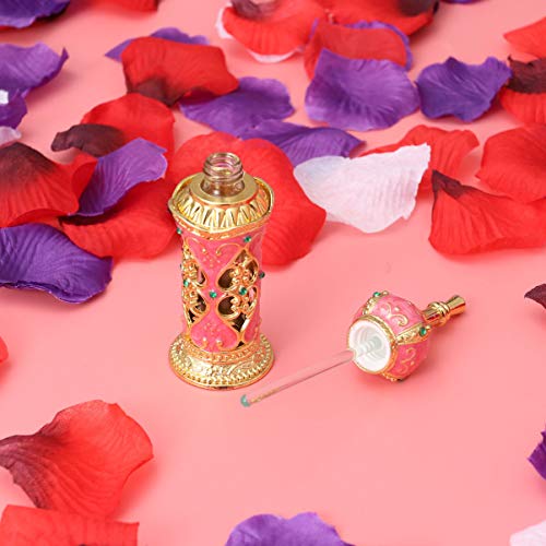 Healifty Botellas de Perfume en Miniatura de Vidrio Botella de Vidrio de Vidrio Recargable Retro Botella de Aceite Esencial Vacía Decoración de La Boda-12Ml (Oro + Rosa)