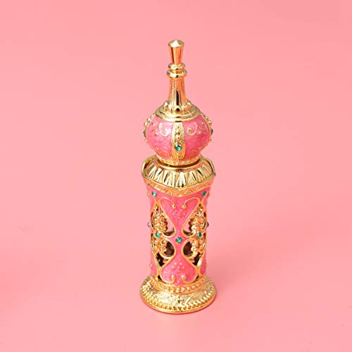 Healifty Botellas de Perfume en Miniatura de Vidrio Botella de Vidrio de Vidrio Recargable Retro Botella de Aceite Esencial Vacía Decoración de La Boda-12Ml (Oro + Rosa)