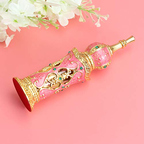 Healifty Botellas de Perfume en Miniatura de Vidrio Botella de Vidrio de Vidrio Recargable Retro Botella de Aceite Esencial Vacía Decoración de La Boda-12Ml (Oro + Rosa)