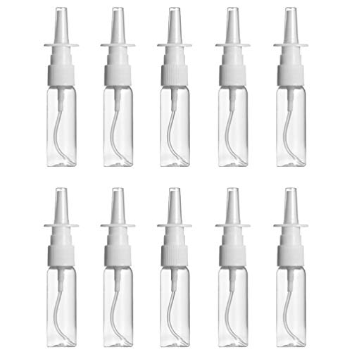 HEALLILY Botella de Spray Nasal de Vidrio Rellenable de Aerosol Nasal de 10 Piezas Botellas de Cosméticos para Viajes a Casa (Transparente 30 Ml)