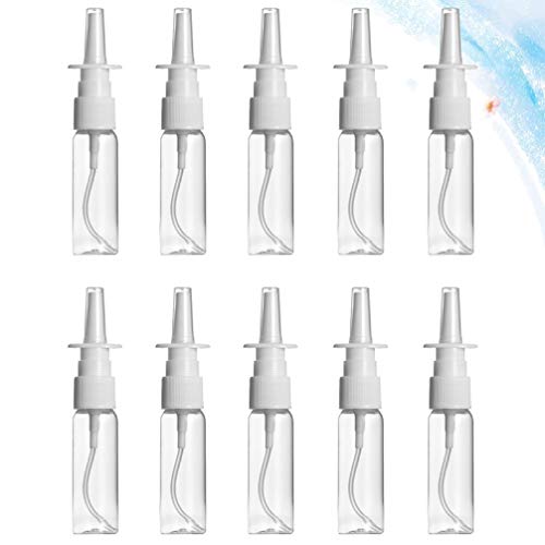 HEALLILY Botella de Spray Nasal de Vidrio Rellenable de Aerosol Nasal de 10 Piezas Botellas de Cosméticos para Viajes a Casa (Transparente 30 Ml)