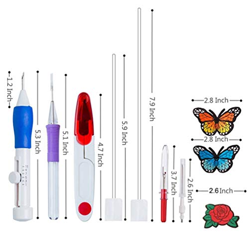 HEALLILY Kit de bordado de aguja de perforación Magic Embroidery Pen Set de aguja de perforación con hilos para bordado de arranque 136 piezas