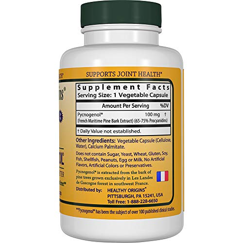 HEALTHY ORIGINS - Pycnogenol 100 mg - 60 Vegetarian Capsules