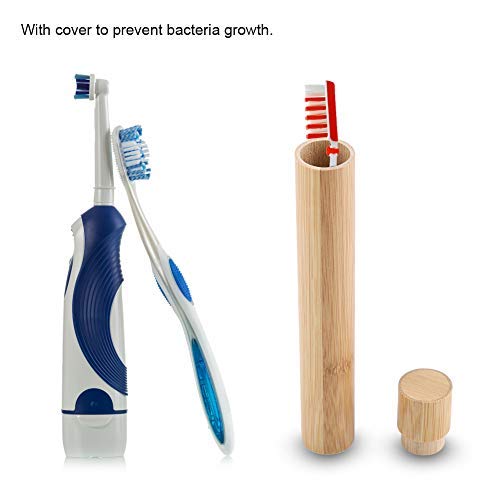 HEEPDD Caja de bambú Natural del Cepillo de Dientes, Tenedor Respetuoso del Medio Ambiente portátil de la Caja Protectora del Cepillo de Dientes para la Escuela Que acampa del Viaje