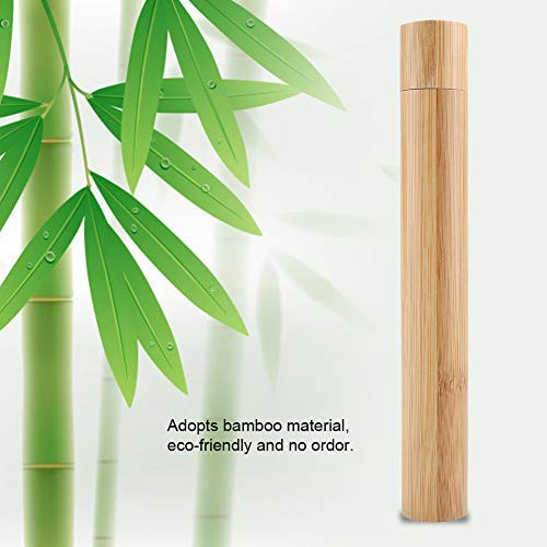 HEEPDD Caja de bambú Natural del Cepillo de Dientes, Tenedor Respetuoso del Medio Ambiente portátil de la Caja Protectora del Cepillo de Dientes para la Escuela Que acampa del Viaje