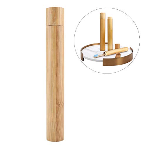 HEEPDD Caja de bambú Natural del Cepillo de Dientes, Tenedor Respetuoso del Medio Ambiente portátil de la Caja Protectora del Cepillo de Dientes para la Escuela Que acampa del Viaje