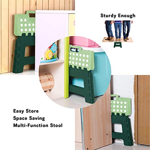 Heim & Elda Taburete de Paso Plegable, Super Fuerte plástico 9 Inch Paso Taburete para niños y Adultos con Asas (Verde)