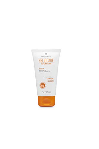 Heliocare Advanced Cream SPF 50 - Crema Solar Facial, Nutre e Hidrata, sin Residuo Blanco, sin Efecto Máscara, Pieles Normales o Secas, No Comedogénica, 50ml