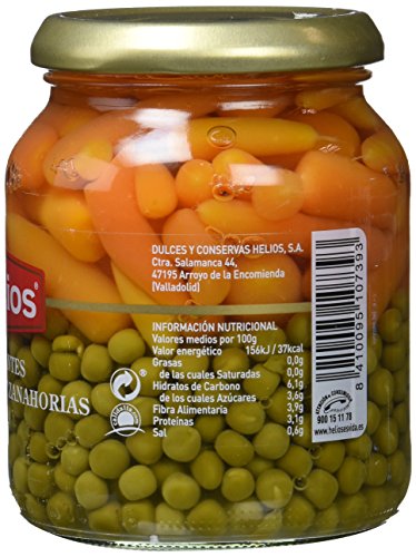 Helios Guisantes Extrafinos y Zanahorias - 340 gr - , Pack de 6