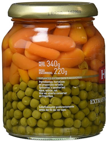 Helios Guisantes Extrafinos y Zanahorias - 340 gr - , Pack de 6
