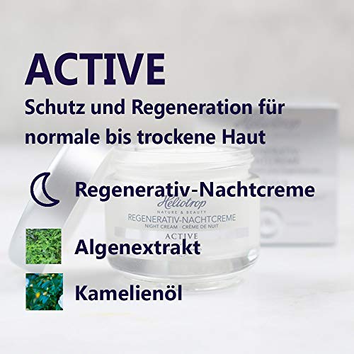 Heliotrop - Crema de noche regenerativa para la regeneración de la piel, aceite de jojoba, estimula la síntesis de colágeno y aporta nueva vitalidad y frescura, 50 ml