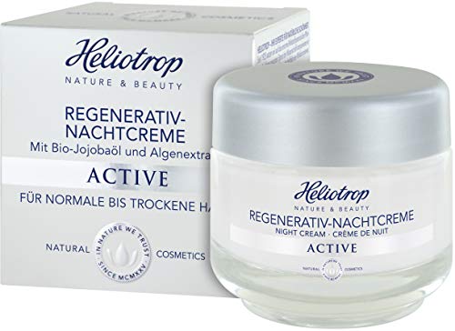 Heliotrop - Crema de noche regenerativa para la regeneración de la piel, aceite de jojoba, estimula la síntesis de colágeno y aporta nueva vitalidad y frescura, 50 ml