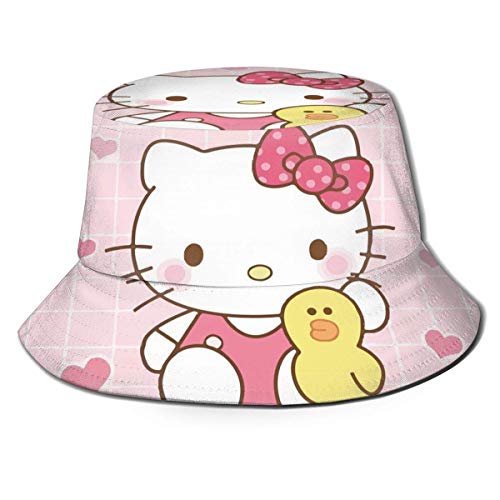 Hello Kitty Little Yellow Duck Bucket Sombrero para el Sol para Hombres Mujeres -Gorra de Pescador de Verano Empacable de protección para Pesca, Safari, navegación en la Playa-SO